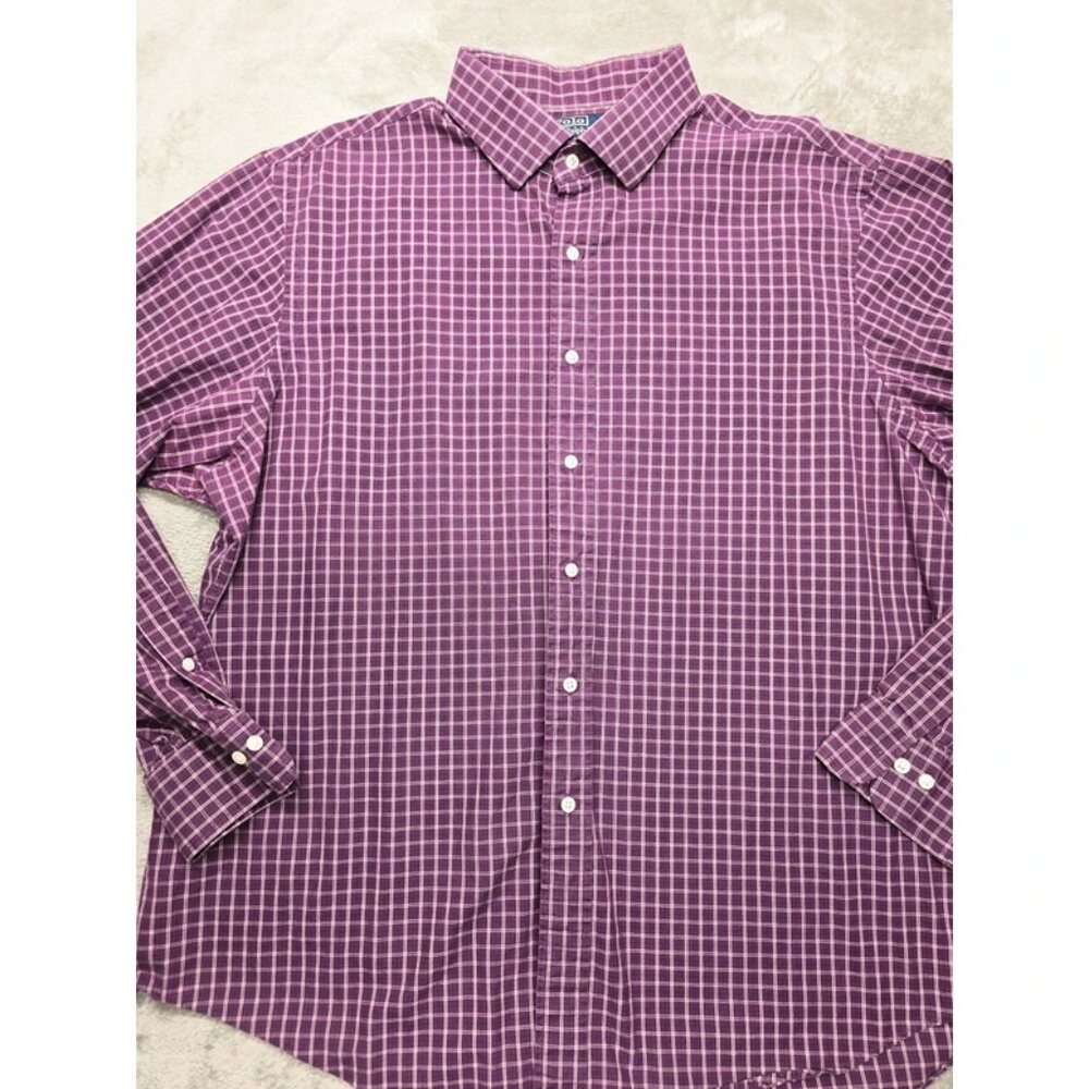 Polo By Ralph Lauren Button Down Shirt‎ Mens XXL Purple Plaid Regent Fit RN41381